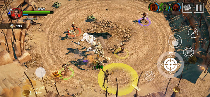 <strong>BRING A FRIEND — OR TWO OR THREE!</strong> Assemble a tomb-raiding team with fellow adventurer Carter Bell and the Egyptian gods Isis and Horus, in 4-player online co-op.