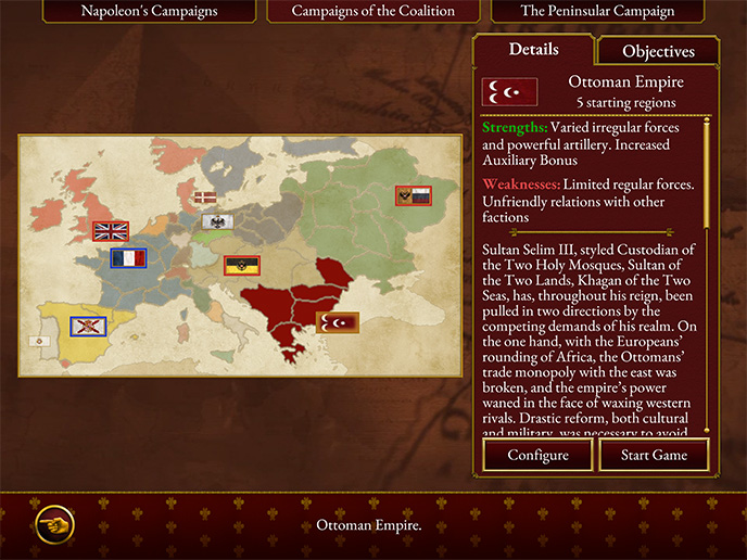 <strong>FOUR ADDITIONAL FACTIONS</strong> Exclusively on mobile, seasoned campaigners looking for new challenges may now also play as Spain, Portugal, Denmark or the Ottoman Empire in the Coalition Campaign.